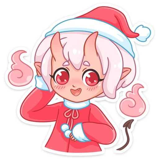 Стикер Новогодняя Они-тян