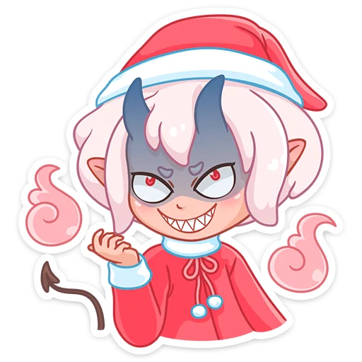 Стикер Новогодняя Они-тян