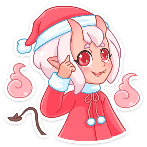 Стикер Новогодняя Они-тян