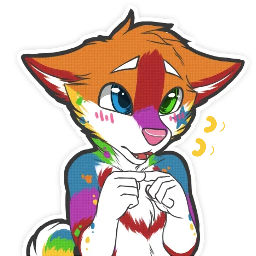 Стикер Разноцветный Лисёнок