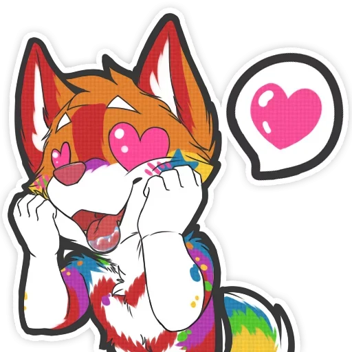 Стикер Разноцветный Лисёнок