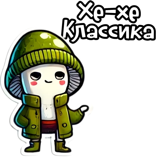 Стикер Грибы с глазами