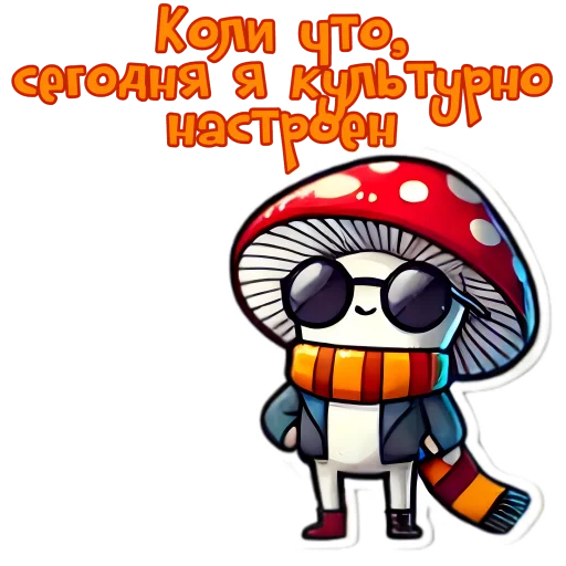 Стикер Грибы с глазами